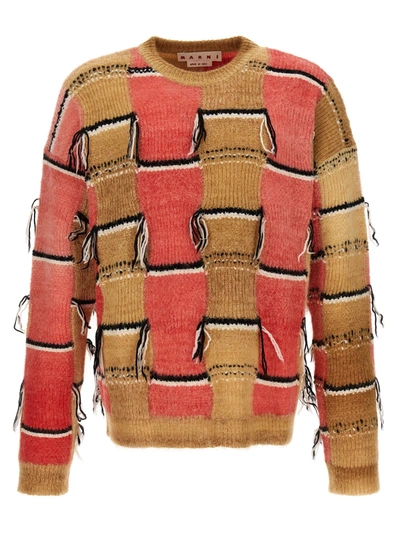 Shop Marni Fringed Multicolor Sweater Sweater, Cardigans Multicolor