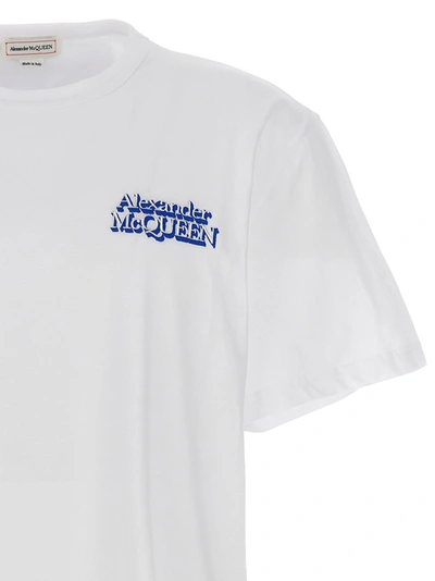 Shop Alexander Mcqueen Logo Embroidered T-shirt White