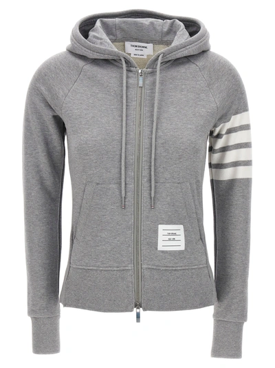 Shop Thom Browne Logo Hoodie Sweatshirt Gray