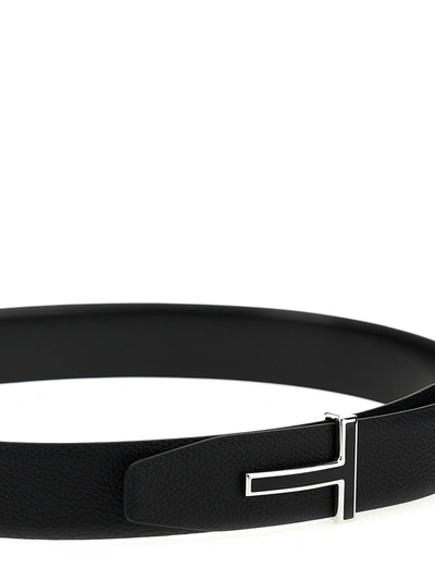Shop Tom Ford Logo Leather Belt Belts Black