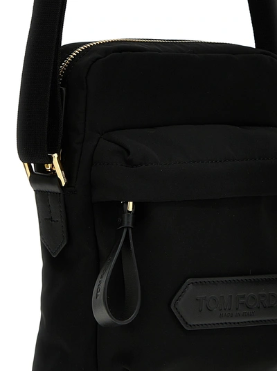 Shop Tom Ford Logo Nylon Crossbody Bag Crossbody Bags Black