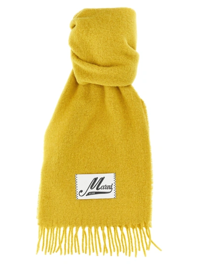 Shop Marni Logo Patch Scarf Scarves, Foulards Yellow