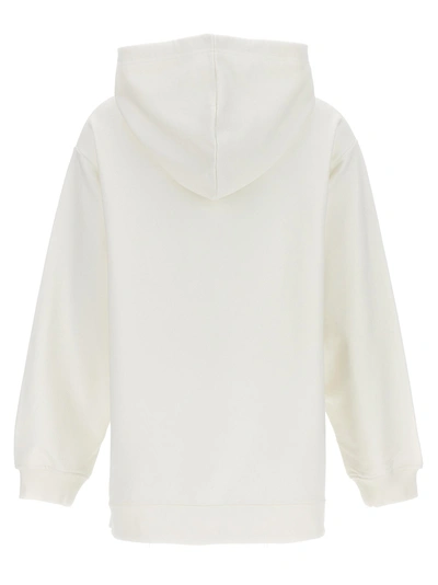 Shop Marni Logo Print Hoodie Sweatshirt White