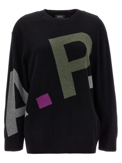 Shop Apc Logo Sweater Sweater, Cardigans Black