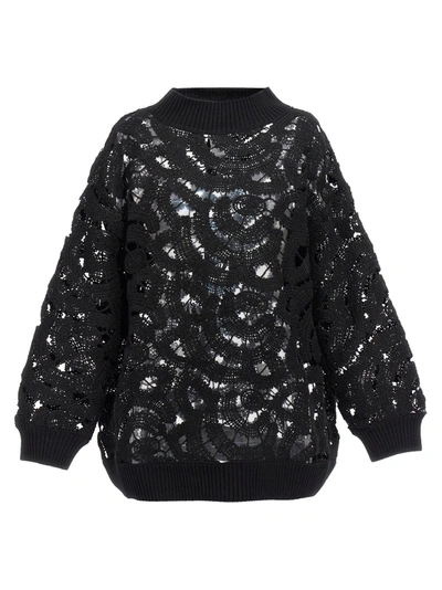 Shop Fabiana Filippi Openwork Sweater Sweater, Cardigans Black