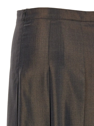 Shop Brunello Cucinelli Pleated Laminated Skirt Skirts Gray