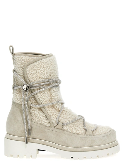Shop René Caovilla Suede Shearling Ankle Boots Boots, Ankle Boots White