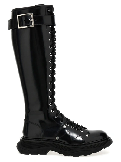 Shop Alexander Mcqueen Tread Sole Boots, Ankle Boots Black