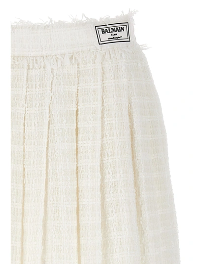 Shop Balmain Tweed Skater Skirt Skirts White