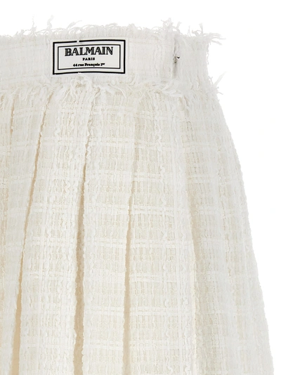 Shop Balmain Tweed Skater Skirt Skirts White