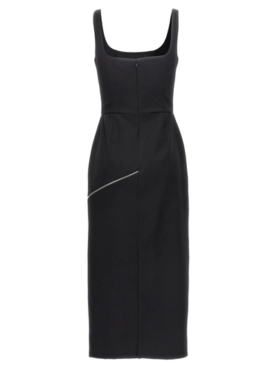 Shop Alexander Mcqueen Zip Wool Midi Dress Dresses Black
