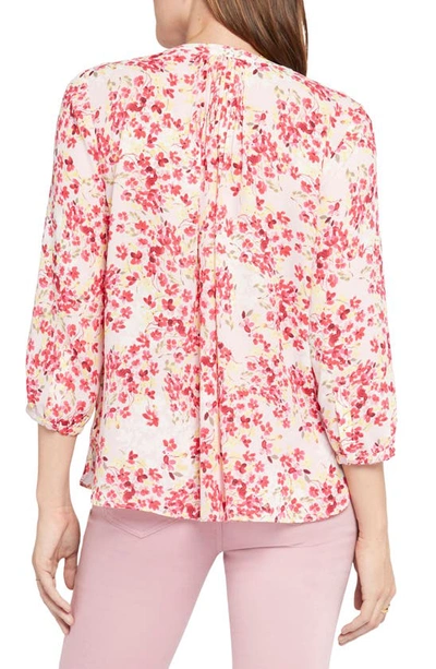 Shop Nydj High-low Crepe Blouse In Summer Wind