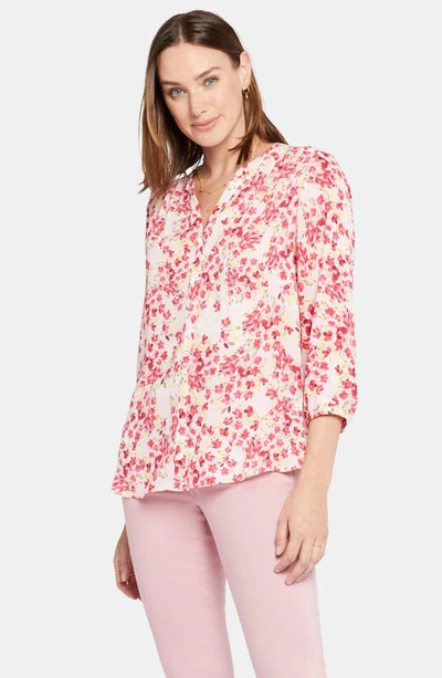 Shop Nydj High-low Crepe Blouse In Summer Wind