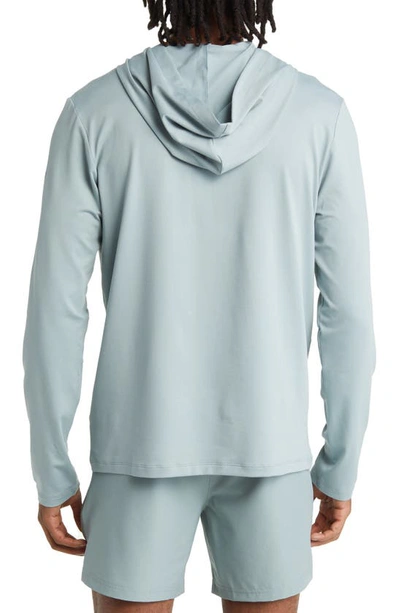 Shop Alo Yoga Conquer Reform Performance Hooded Long Sleeve T-shirt In Cosmic Grey