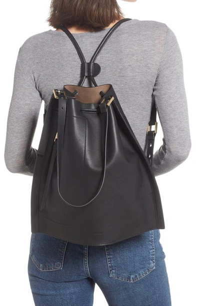 Shop Allsaints Alpha Leather Backpack In Black/black/khaki