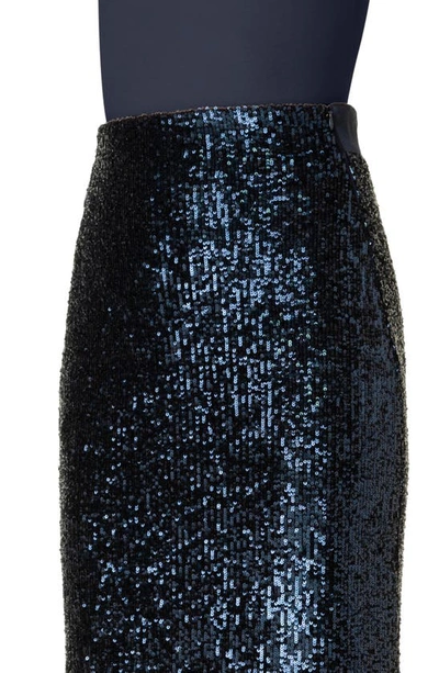 Shop Akris Sequin Jersey Pencil Skirt In 097-navy