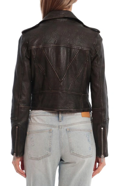 Shop Avec Les Filles Leather Biker Jacket In Black Grey
