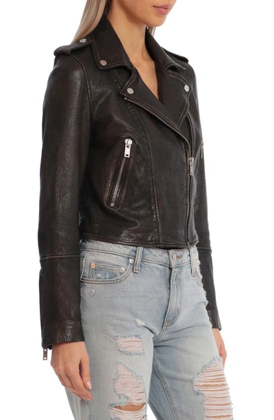 Shop Avec Les Filles Leather Biker Jacket In Black Grey