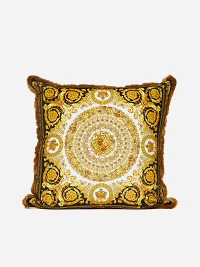 Shop Versace Home Barocco And Medusa Amplified Cotton Pillow In Black,gold,white