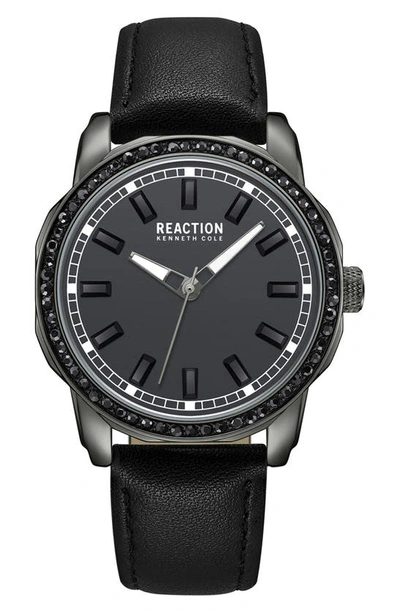 Shop Kenneth Cole Reaction Classic Faux Leather Strap Watch, 43mm In Black