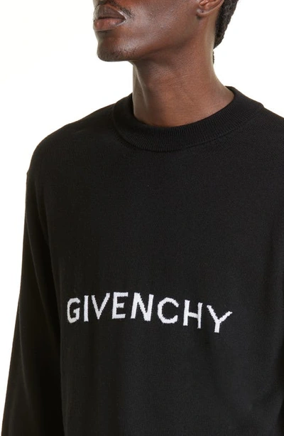Shop Givenchy Archetype Logo Intarsia Wool Sweater In Black