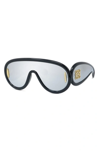 Shop Loewe X Paula's Ibiza 56mm Mask Sunglasses In Shiny Black / Smoke Mirror
