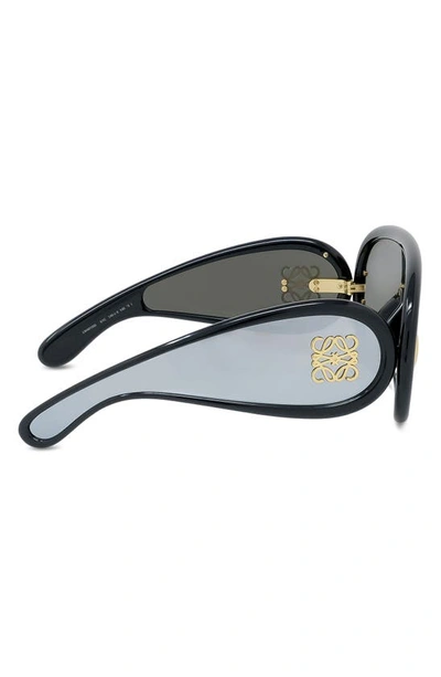 Shop Loewe X Paula's Ibiza 56mm Mask Sunglasses In Shiny Black / Smoke Mirror