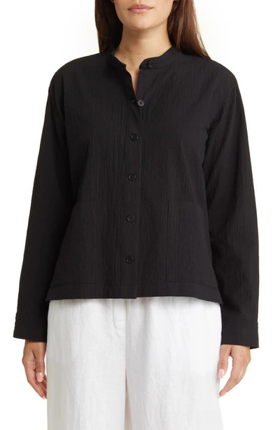 Eileen Fisher Mandarin Collar Jacket In Black