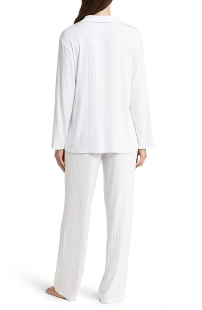 Eberjey Gisele Ribbed Long Pajama Set In White