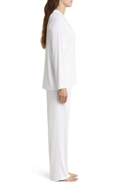 Eberjey Gisele Ribbed Long Pajama Set In White