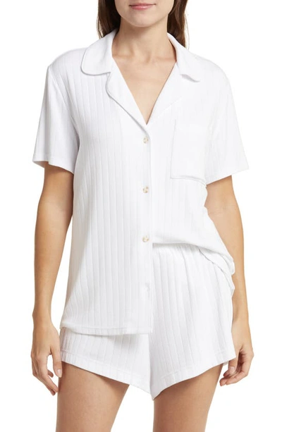 Shop Eberjey Relaxed Rib Short Pajamas In White