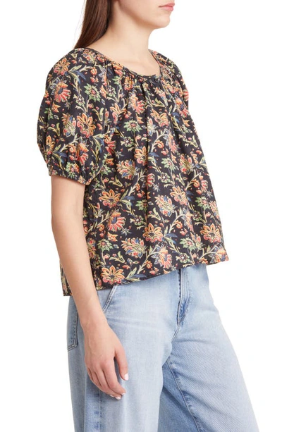 Shop The Great The Porch Floral Print Top In Black Paisley Floral