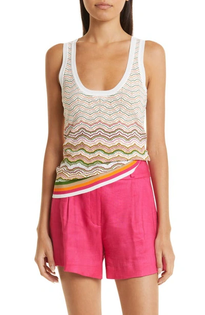 Veronica Beard Nabella Knit Wavy Tank In Beige Multi