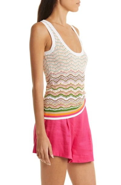 Veronica Beard Nabella Knit Wavy Tank In Beige Multi