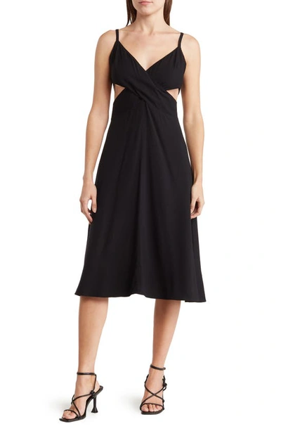 Shop Melrose And Market Cross Front Cutout Midi Dress In Black