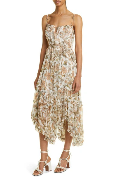 Shop Zimmermann Floral Print Chintz Tiered Sundress In Ivory Daisy Floral