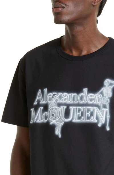 Shop Alexander Mcqueen Skeleton Logo Graphic T-shirt In Black/ White