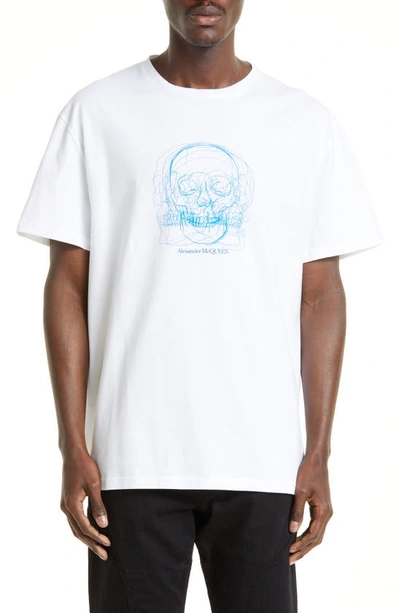 Shop Alexander Mcqueen Skull Print Graphic T-shirt In White/ Mix