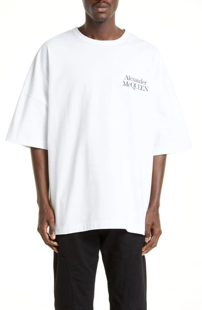 Shop Alexander Mcqueen Oversize Exploded Logo Graphic T-shirt In White/ Black