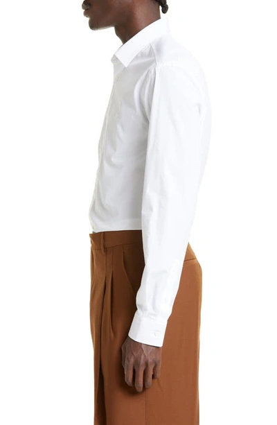 Shop Burberry Sherfield Equestrian Knight Stretch Cotton Poplin Button-up Shirt In White