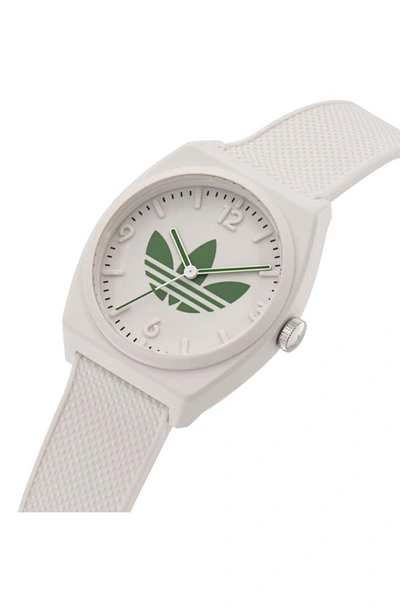 Shop Adidas Originals Project Two Resin Strap Watch, 38mm In White