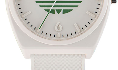 Shop Adidas Originals Project Two Resin Strap Watch, 38mm In White