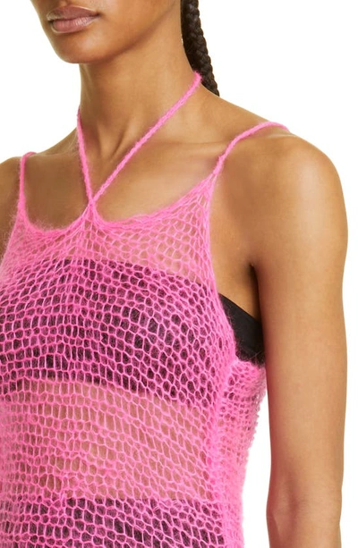 Shop Erl Sheer Mohair & Wool Blend Slipdress In Pink