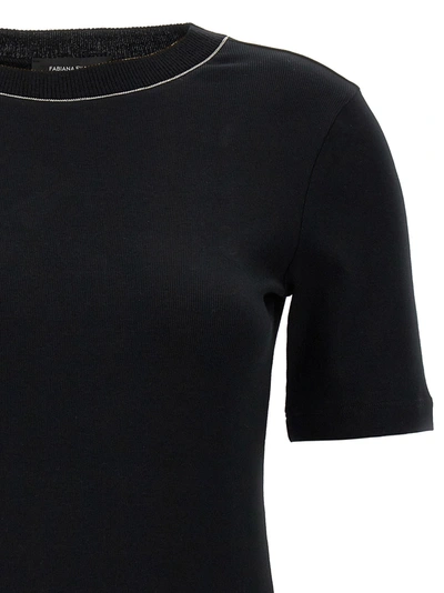 Shop Fabiana Filippi Crewneck Appliqué T-shirt Black