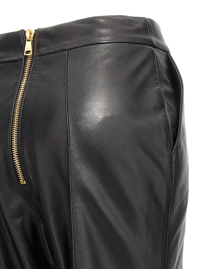 Shop Balmain Leather Pants Black