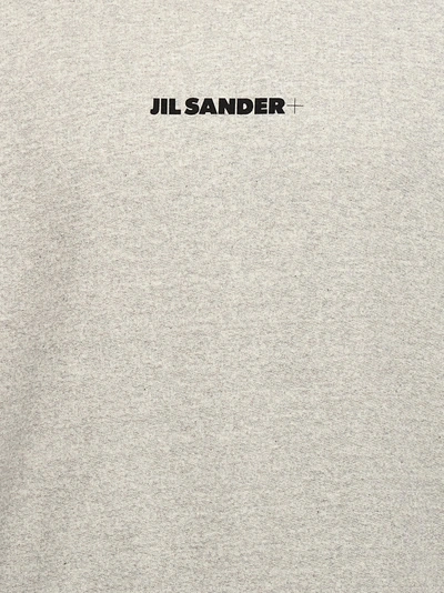 Shop Jil Sander Logo Print Hoodie Sweatshirt Gray
