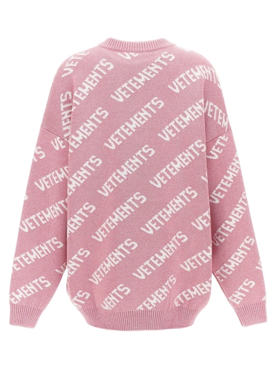 Shop Vetements Lurex Monogram Sweater, Cardigans Pink