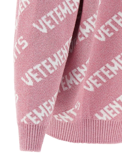 Shop Vetements Lurex Monogram Sweater, Cardigans Pink