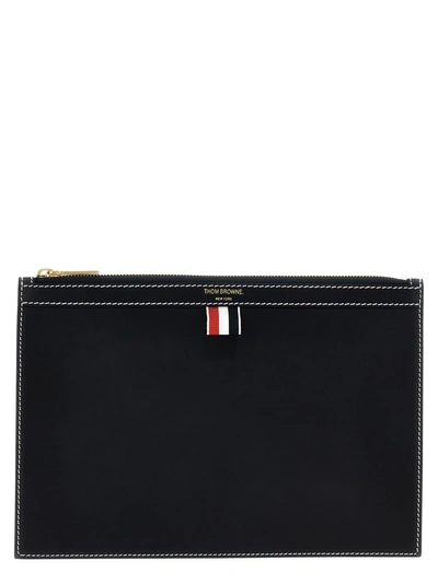 Shop Thom Browne Small Document Pouch Clutch In Blue