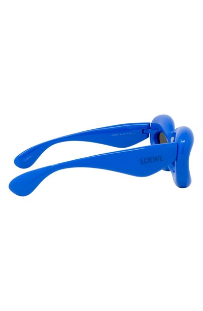 Shop Loewe 55mm Cat Eye Sunglasses In Shiny Blue / Smoke